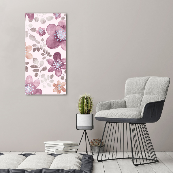 Modernes Acrylbild vertikal Blumenmuster