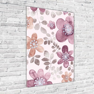 Modernes Acrylbild vertikal Blumenmuster