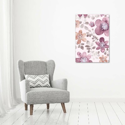 Modernes Acrylbild vertikal Blumenmuster