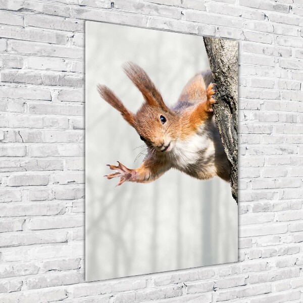 Modernes Acrylbild vertikal Eichhörnchen auf einem Baum