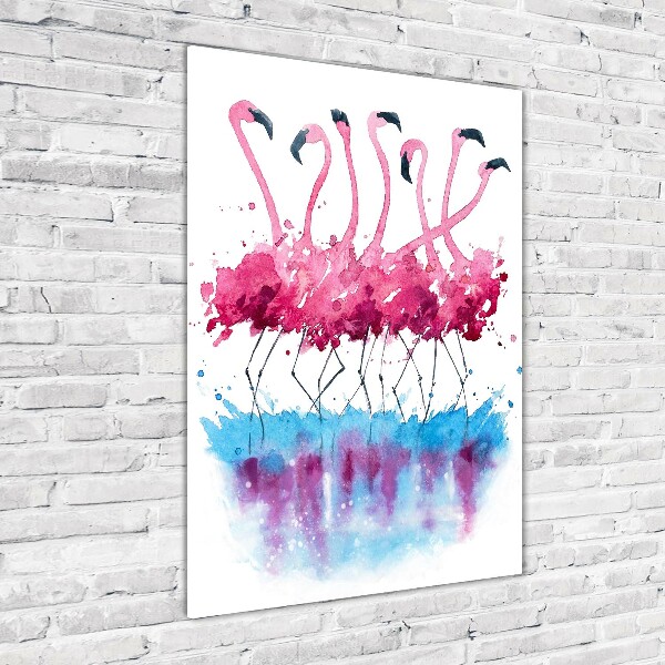 Modernes Acrylbild vertikal Flamingos