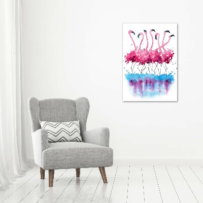 Modernes Acrylbild vertikal Flamingos