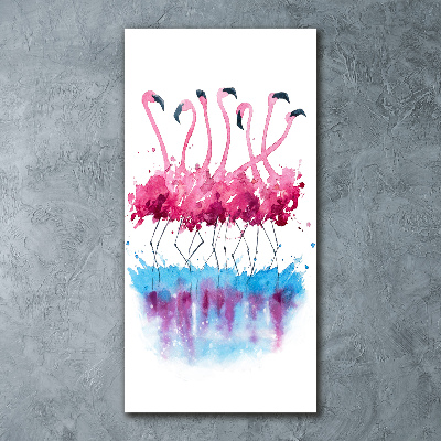 Modernes Acrylbild vertikal Flamingos