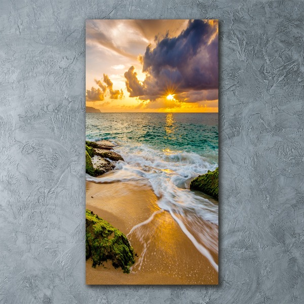 Acrylbild vertikal Sonnenuntergang am Meer