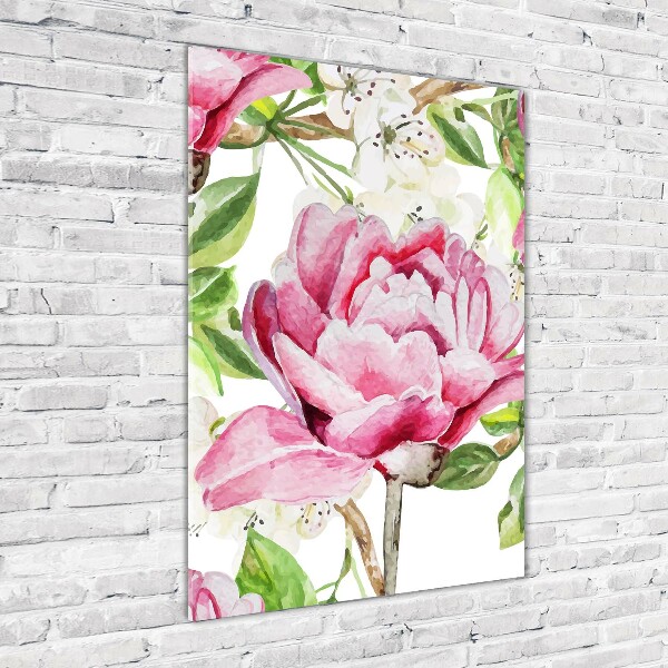 Modernes Acrylbild vertikal Pfingstrose