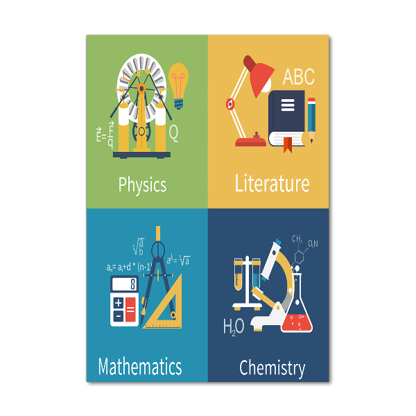 Plexiglasbilder vertikal Schulfächer