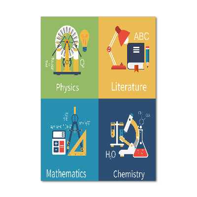 Plexiglasbilder vertikal Schulfächer