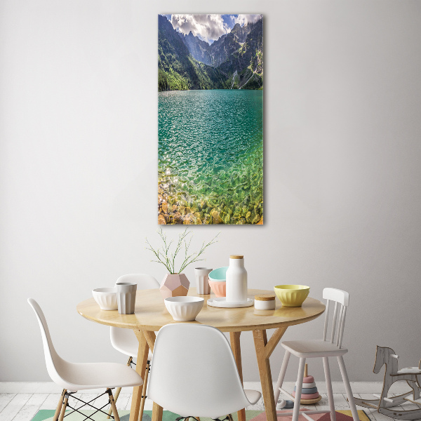 Acrylbild vertikal See in den Bergen