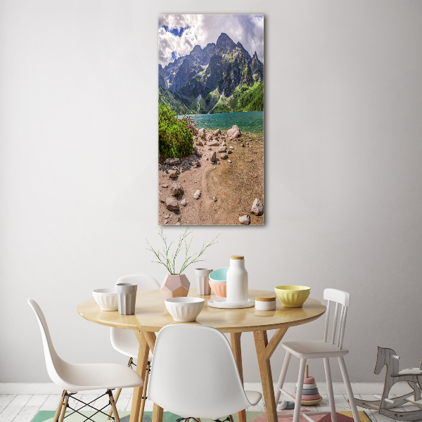 Bild auf Acrylglas vertikal See in den Bergen