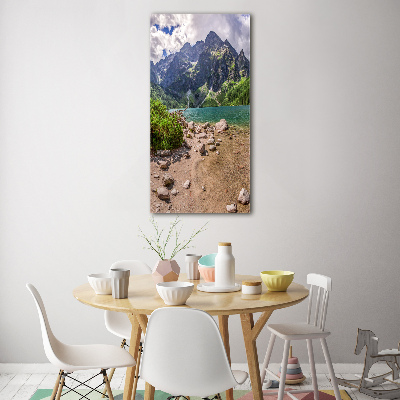 Bild auf Acrylglas vertikal See in den Bergen