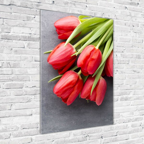 Modernes Acrylbild vertikal Rote Tulpen
