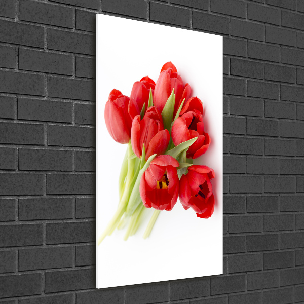 Acrylbild vertikal Rote Tulpen