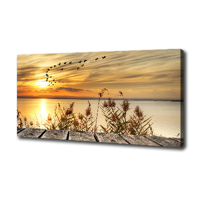 Bild auf leinwand Pier am See