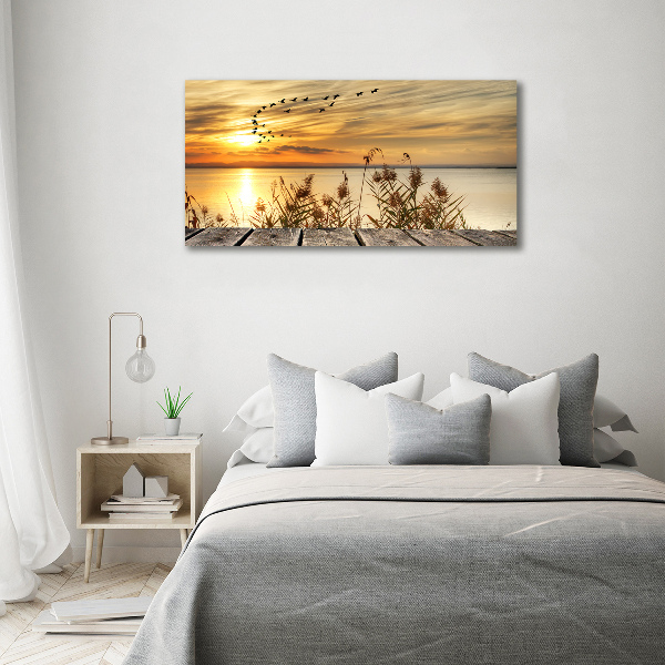 Bild auf leinwand Pier am See
