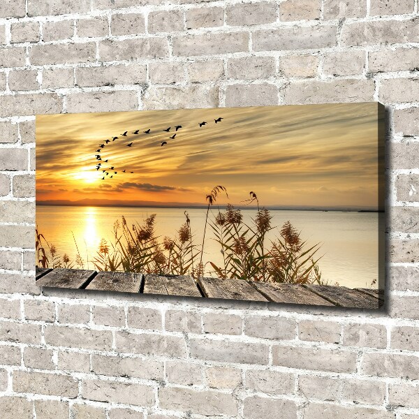 Bild auf leinwand Pier am See