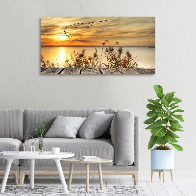 Bild auf leinwand Pier am See