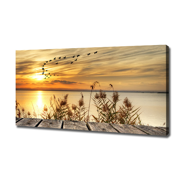 Bild auf leinwand Pier am See