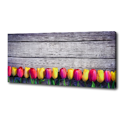 Bild auf leinwand Tulpen auf Holz