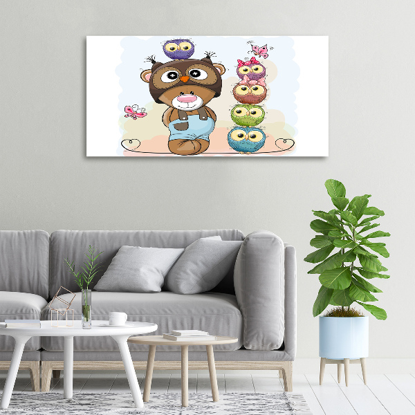 Bild auf leinwand Teddybär und Eulen