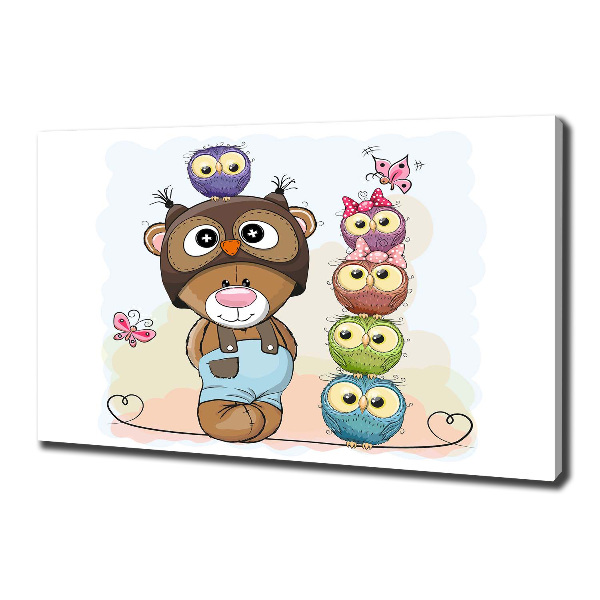 Bild auf leinwand Teddybär und Eulen