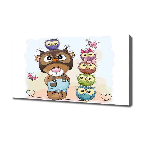 Bild auf leinwand Teddybär und Eulen