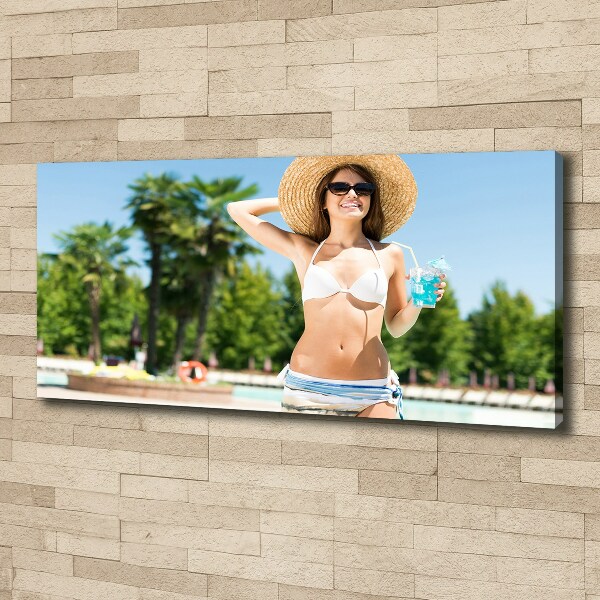 Bild auf leinwand Frau am Pool