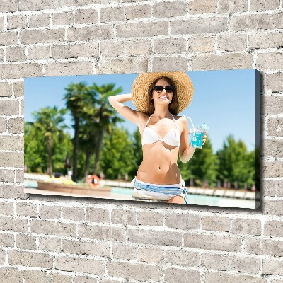 Bild auf leinwand Frau am Pool