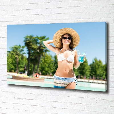 Bild auf leinwand Frau am Pool