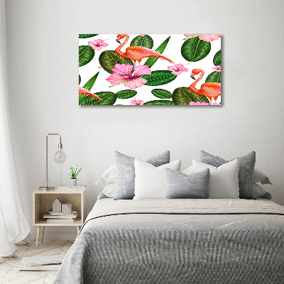 Bild auf leinwand Flamingos und Pflanzen