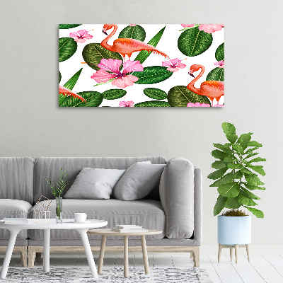 Bild auf leinwand Flamingos und Pflanzen