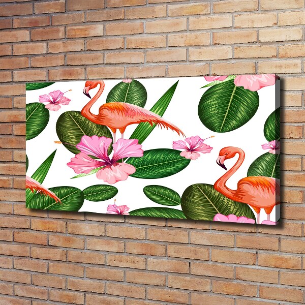 Bild auf leinwand Flamingos und Pflanzen