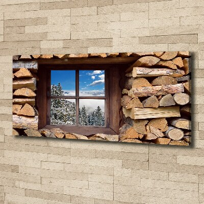 Wandbild Winter draußen vor dem Fenster