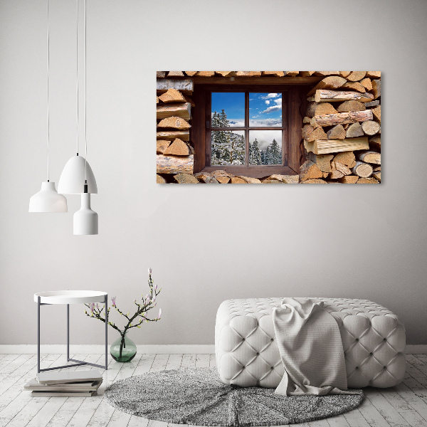 Wandbild Winter draußen vor dem Fenster