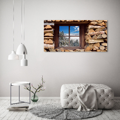 Wandbild Winter draußen vor dem Fenster