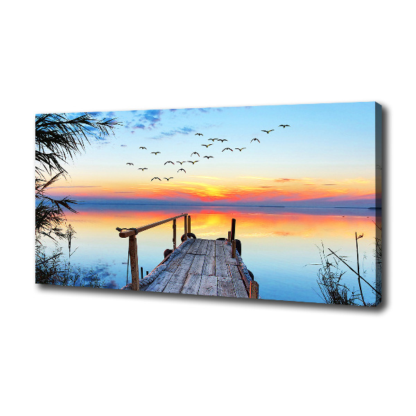 Bild auf leinwand Pier am See