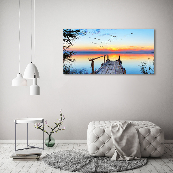 Bild auf leinwand Pier am See