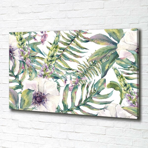 Bild auf leinwand Farne und Blumen