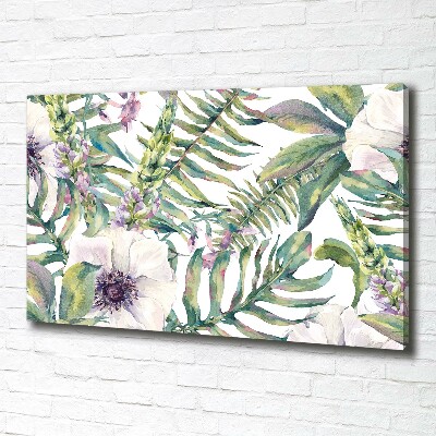 Bild auf leinwand Farne und Blumen