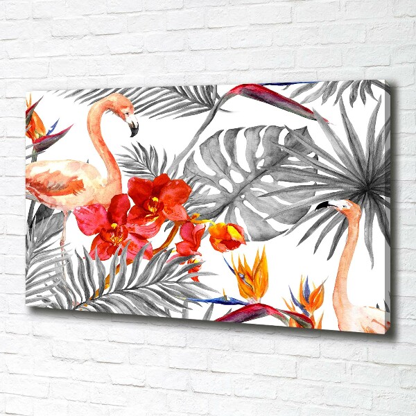 Fotobild Flamingos und Blumen