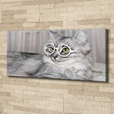 Wandbild Katze mit Brille