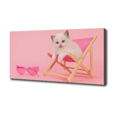 Bild auf leinwand Katze auf einem Liegestuhl