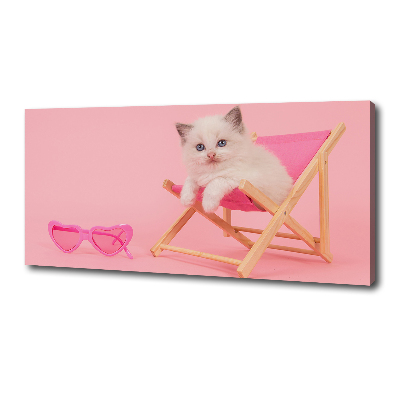 Bild auf leinwand Katze auf einem Liegestuhl
