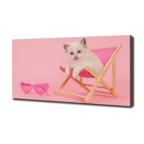 Bild auf leinwand Katze auf einem Liegestuhl