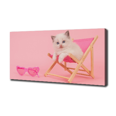 Bild auf leinwand Katze auf einem Liegestuhl