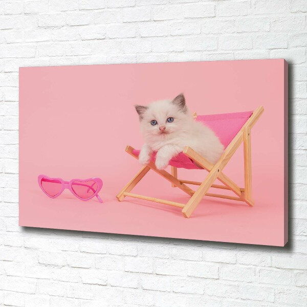 Bild auf leinwand Katze auf einem Liegestuhl