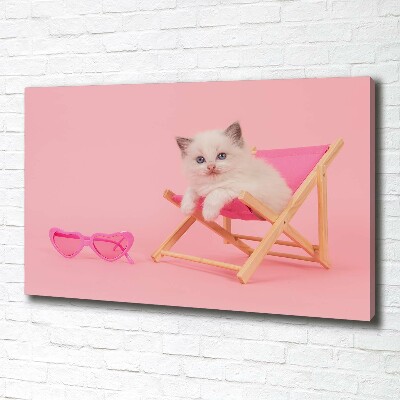 Bild auf leinwand Katze auf einem Liegestuhl