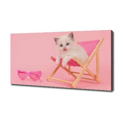 Bild auf leinwand Katze auf einem Liegestuhl