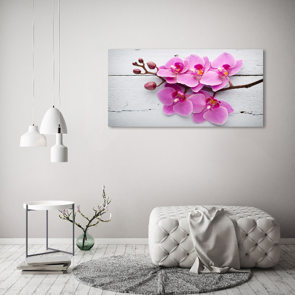 Bild auf leinwand Orchidee auf Holz