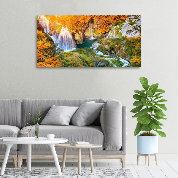 Bild auf leinwand Wasserfall im Herbst