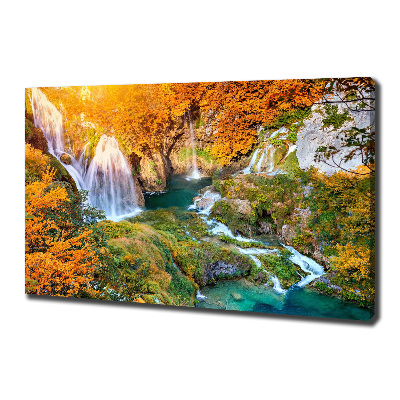 Bild auf leinwand Wasserfall im Herbst